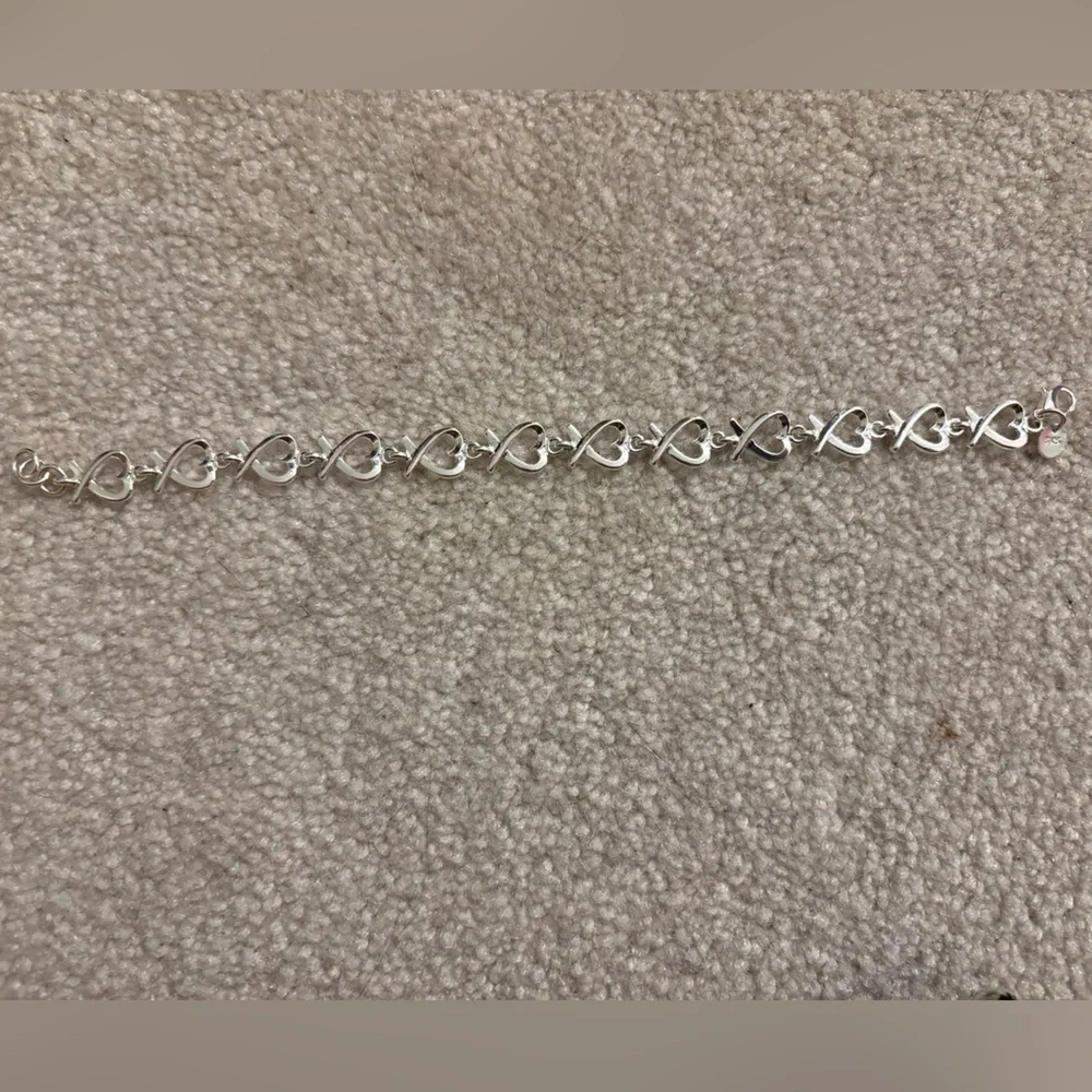 Sterling Silver S925 Heart and X Link Bracelet – Paloma Picasso Style